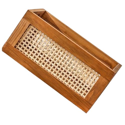 AOKWAWALIY Boîte de rangement vintage en rotin massif - Panier naturel tissé - Corbeilles tissées - Pour panier en osier - Organisateur de conteneur à œufs - Plateau de service en bois - 16