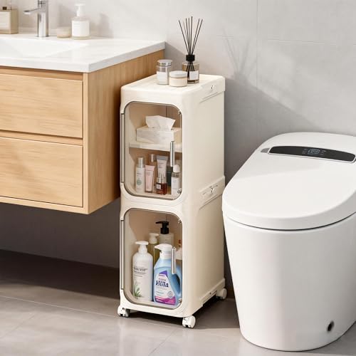 LXLXXL Narrow Storage Cabinet Slim Bathroom Storage Cabinet with Movable