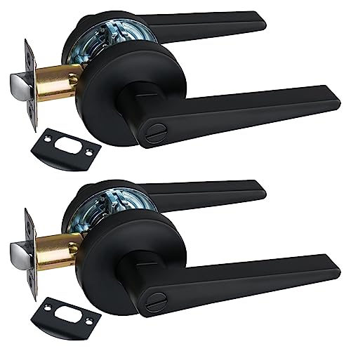 Newbang Hardware Black Door Lever For Bedroom & Bathroom Solid Privacy Door Lever With Matteblack Finish, Md8820-Db-Bk-2P #TOP19