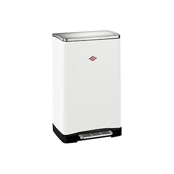 Wesco Big Double Boy Waste Bin in Matt White, Powder-Coated Sheet Steel, Two Separate 18 Litre Plastic Inserts, Stainless Steel Foot, Attachment for Bin Liners