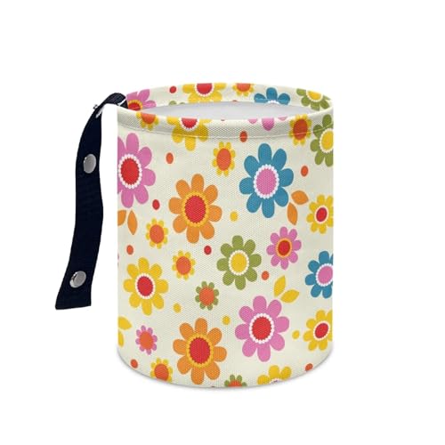 Image of Cute Hippie Flower Mini Car Trash Bin Car Garbage Can Car Storage Bag Waterproof Multipurpose Car Organizer Car Accessories for Women Interior