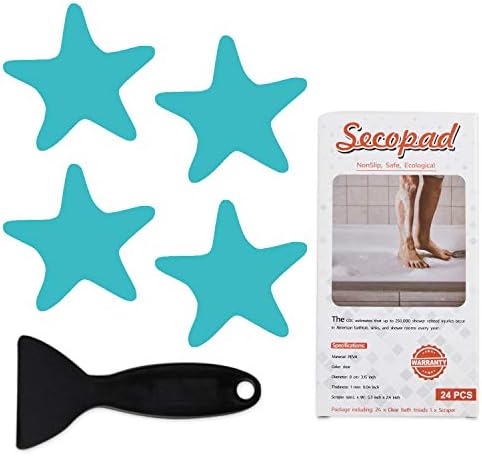 Secopad Anti Slip Shower Stickers Safety Bathtub Strips Adhesive Decals with Premium Scraper (Blue)