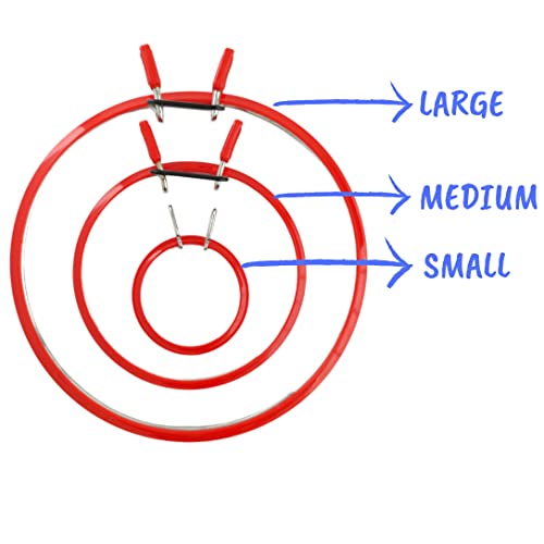 Premium Quality, Red Large Metal Spring Tension Embroidery Hoop, Cross Stitch Hoop, Darning Hoops, Embroidery Tension Frame Shed For Embroidery And Cross Stitch (Red, Large) #TOP1