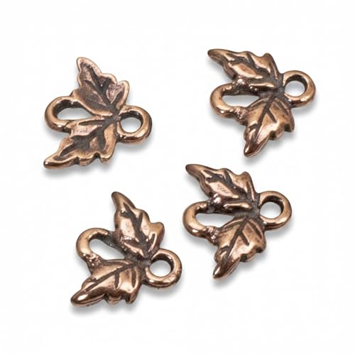 Copper Leaf Links 10-Pack Jewelry Making Supplies Autumn Fall Connectors Antique Finish Lead-Free Pewter Nature Components for Bracelets Necklaces Earrings DIY Crafts