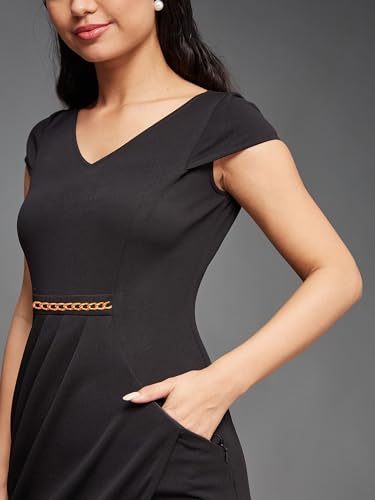Image of Miss Chase Women's Sleeveless Collared Bodycon Above-Knee Polyester Dress