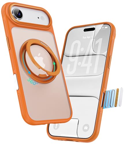 Image of for iPhone Air Case, Compatible with MagSafe, Slim Shockproof Military-Grade Rugged Protective Case with Stand, Camera Control, Comfort Grip (D-Orange, iPhone Air)