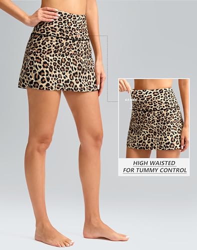 Image of SANTINY Women's High Waisted Swim Skirt with Pocket Tummy Control Tankini Swimsuit Bathing Suit Bottoms for Women