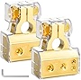 Battery Terminal Connectors, Huazu 0/2/4/6/8 AWG Universal Car Audio Battery Terminals Top Post Battery Terminal with Protective covers and Shims for Marine Boat, Positive and Negative (gold)