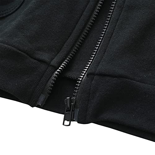 Romperinbox Unisex Solid Baby Sweatshirts Hoodies, Lightweight Full Zip-Up Jackets Coat 0-24 Months (Black, 9-12 Months) #TOP5
