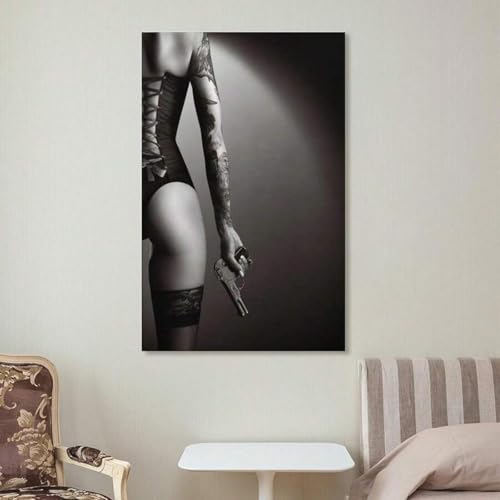 Affiche decoration de chambre sans cadre toile image feminine XINBAO poster noir et blanc 50x70 - 4