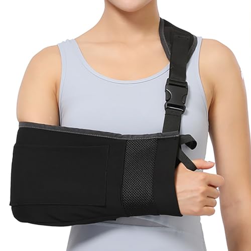 アームホルダー アームスリング タイプ 三角巾 代替 快適 腕サポーター 簡単装着 左右兼用 ブラック