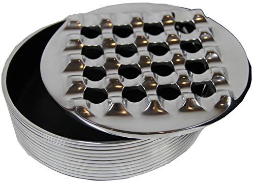Aluminum Metal Cigar Ashtray With Lid For Men-Durable Handcrafted 16 Holes Grid Design Cigar Ash Tray For Indoor And Outdoor - Wind Resistant Round Ashtray For Cigars To Cigarillos (Silver) #TOP4