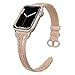 SWEES Leather Band Compatible for Apple Watch iWatch 38mm 40mm, Slim Thin Genuine Leather Strap Compatible iWatch Series 5 Series 4 Series 3 Series 2 Series 1 Sport Edition Women, Shiny Rose Gold