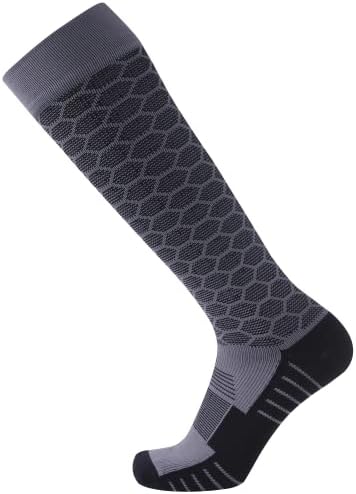 SuMade Waterproof Knee High Socks, Women Wet Weather Socks Outdoor Sports High Performance Kayaking Socks Coolmax Cushioned Wicking Hiking Running Fishing Wading Socks 1 Pair (Gray, Small)