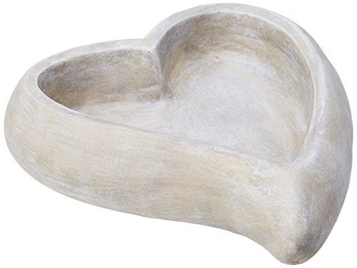 Grabdeko Pflanzschale Grau 20x8cm - Herzform Mit Engel & Rosen Motiv