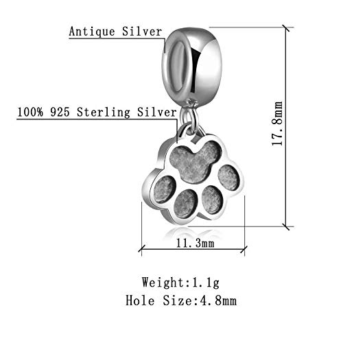 Hoobeads 925 Sterling Silver Puppy Dog Paw Dangle Charms Fits European Charms Bracelets #TOP1