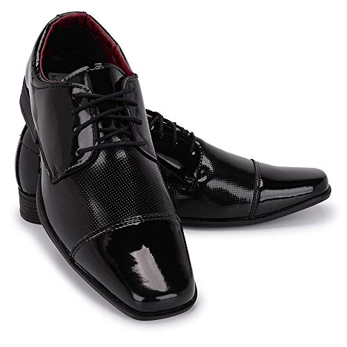 Sapato Social Masculino Estilo Italiano Couro Verniz 801 Cor:Preto;Tamanho:39
