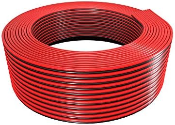 BTF-LIGHTING 32.8ft/10m 18AWG LED Strip Light Ribbon Electrical Extension Cable Wire 2 Pin Red Black Stand Connection 2 Core Cord Line for 3014 5630 Single Colour Flexible LED Tape Rope