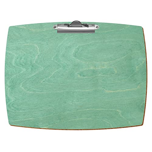 Bütic - Portapapeles de madera convexo, color verde menta, para DIN A3, A4, A5, A6, formato: A4 horizontal, abrazadera: pinza de dientes plateada Cover