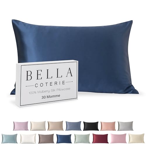 Bella Coterie Luxury Silk Pillowcase for Hair and Skin | 30 Momme | 100% Pure 6A Mulberry Silk | Super Soft | Perfectly Plush [Queen, Navy]