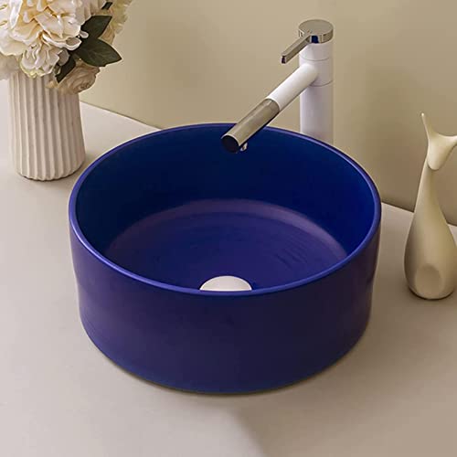Wzglod Round Bathroom Vanity Sink Porcelain Ceramic Pedestal Sink Above Counter Vessel Sink Art Basin Suitable For Bathroom Balcony Small Apartment 16.1 16.1 5.5'' (Color : Gray) #TOP3