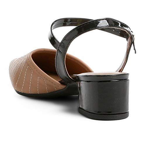 Scarpin Drezzup Salto Baixo Tira - Nude+preto - 36