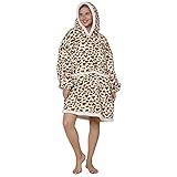 MU-PPX Sweatshirt Decke Unisex Dick Doppellagig Warm Dicke Doppellagige Faule Person Kann Faule Decke Mit Leopardenmuster Tragen_Adult
