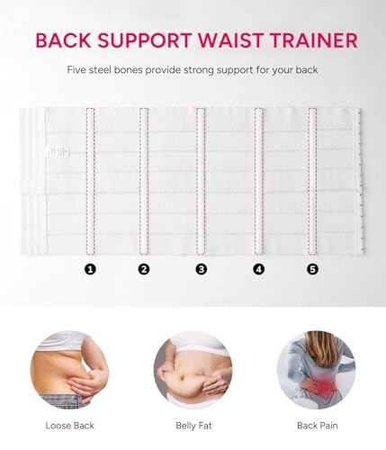 KUMAYES Korsett Damen Waist Trainer Corset Shapewear Damen Bauchweg Stark Formend Body Shaper Segmentierter Taillenformer Hohe Elastizität Shaping Unterbrust Korsett Bauchweg Corsage (Weiß, M)