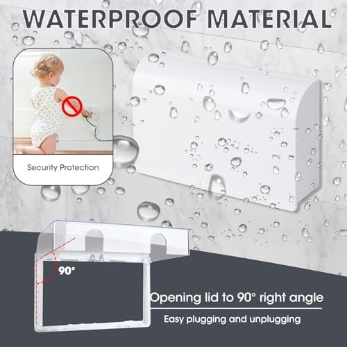 Xspring Elektrik Prizi Kapakları, Çift Pozisyonlu Bebek Güvenlik Kapağı, Duvar Priz Kapağı, Su Geçirmez Elektrik Prizi Koruması, Çocuk Korumalı Priz Kapağı, Banyo ve Dış Mekan Kullanımı İçin (Şeffaf) - Görsel 2