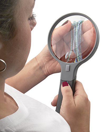 Carson Splithandle - 4 Inch Handheld Magnifier With Split Handle - Led Lighted Magnifying Glass With 2X Magnification And 3.5X Spot Lens #TOP4