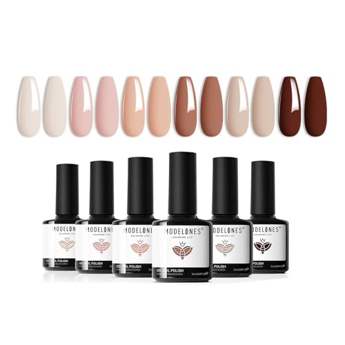 Modelones Gel Nail Polish Kit With U V Light, 6 Nude Colors Gel Manicure Kit Starter Kit Professional Include 48W Dryer Lamp, Base And Top Coat, Everything For Beginners Diy Nail Art Salon At Home
