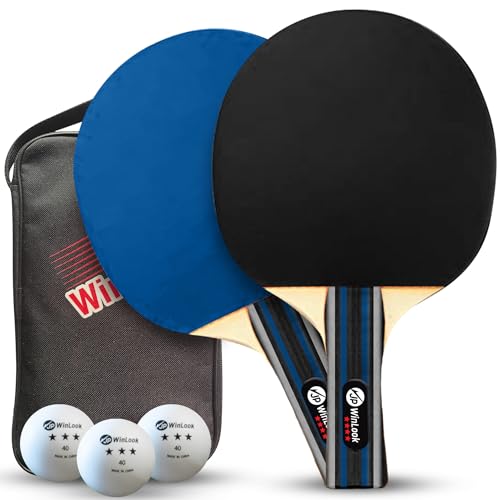 JP WinLook Ping Pong Paddle Set with Case & Balls