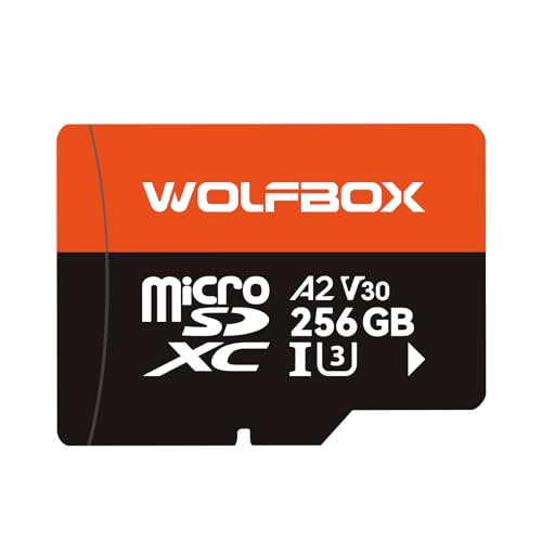 WOLFBOX 256GB microSDJ[h A_v^[t ő100MB/b U3 A1 V30 ] 4K UHDrfI^Ή ׂĂWOLFBOXhCuR[_[ɑΉ