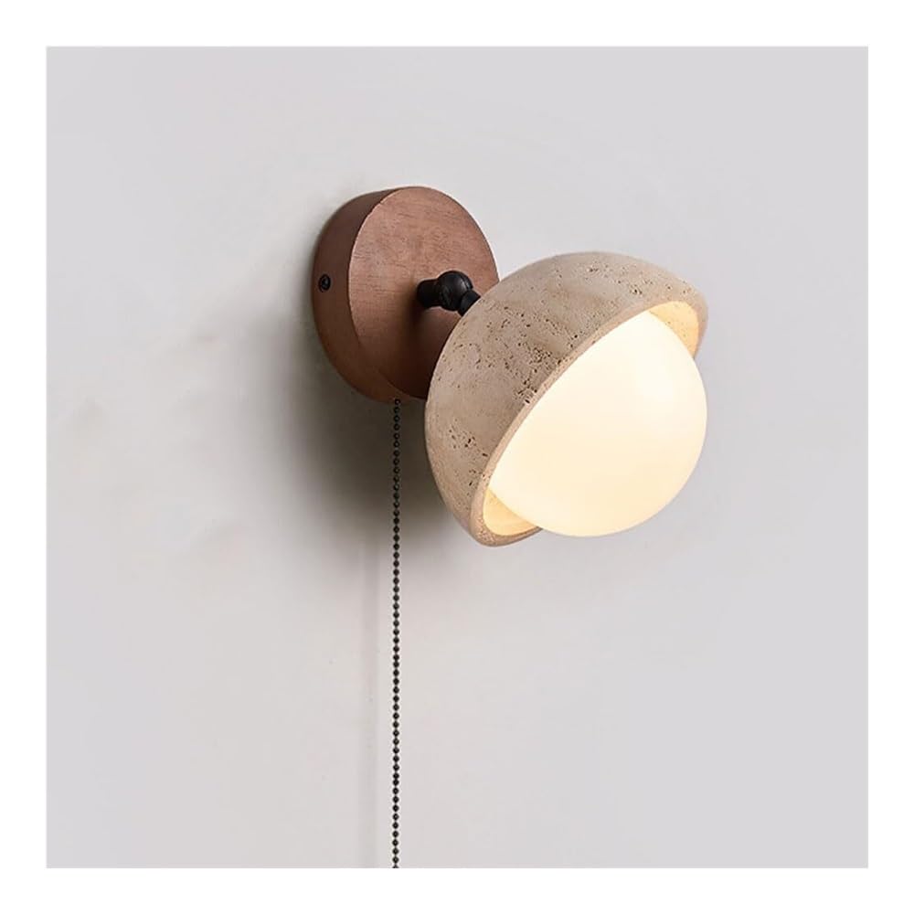 TONFON Japanese Milk Glass Wall Lamp Wabi Sabi Wall Light Vintage Vanity Wall Sconce Natural Stone Wall Mounted Lamp for Bedroom Bedside Living Room Study Room Corridor Entryway Restaurant