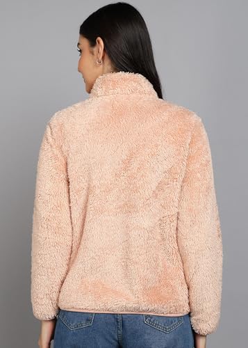 Image of Alan Jones Clothing Women's Fluffy Yarn Fleece Full-Zip Jacket | Soft Lightweight Warm Outerwear with Stand Collar & Piping at Hem & Cuffs