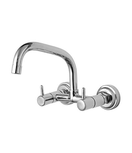 THOISEWELT Bathroom Kitchen Wash Basin Sink Mixer Long Spout with Swinging Brass Material Chrome Finish (SW-48-151)