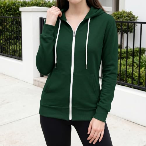 Image of GIVON Womens Casual Zip Up Hoodie Cotton Blend Soft Fabric Basic Layering Hooded Jacket with Kangaroo Pocket