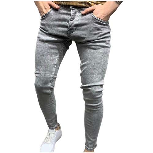 Jeans for Men Slim Fit Stretchy Denim Pants Mens 2025 Distressed Washed Casual Trousers Teen Boys Hip Hop Streetwear