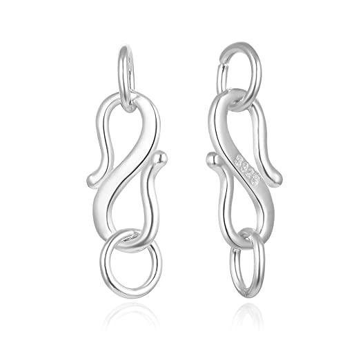 30Pcs Adabele Authentic 925 Sterling Silver S Hook Eye Clasp Small Connector 7Mm (0.28 Inch) With Soldered Rings For Jewelry Making Findings Ss190 #TOP11