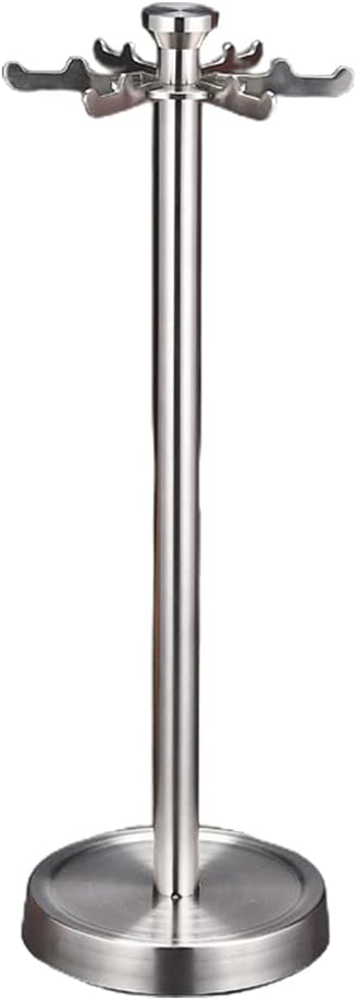 304 Stainless Steel Kitchen Utensil Holder Organizer 360 Degree Rotating Carousel with 6 Hooks for Hanging Spoons Pot Pan Rotating Carousel