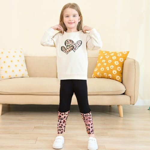 Image of OLMRJKD Kids Toddler Girls Clothes Figure Graphic Drop Shoulder Top Pullover Spotted Print Pants Fall Winter Outfit Set