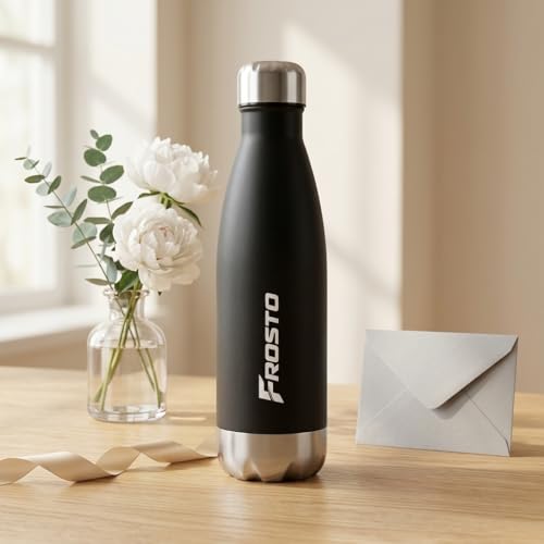 Image of Thermosteel Insulated Water Bottle 500ml | Stainless Steel Vacuum Flask | Hot 12Hr Cold 12Hr | Leak Proof | Thermos for Travel Gym Office Hiking | Matte Black
