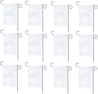FLAGLINK Solid White Blank Garden Flags 12x18inches - Heavy Duty Double Side Black Inside Looks Like Light Grey - Block Light And Mirroring - Plain White DIY Flags - Outdoor Yard Decorative Flags For Vinyl (HTV) Heat Press Custom Garden Yard Decorate - 12 Pcs Without Stand