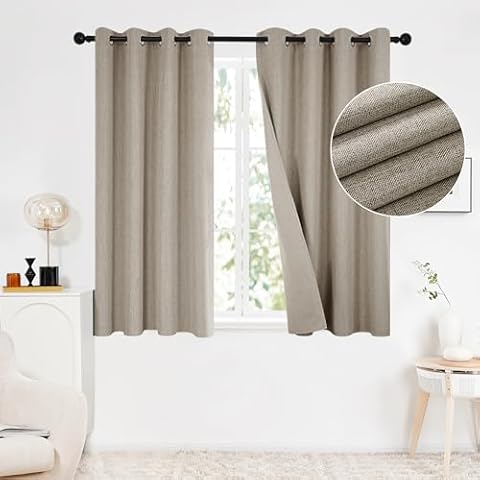 Deconovo 100% Blackout Faux Linen Curtains Cover