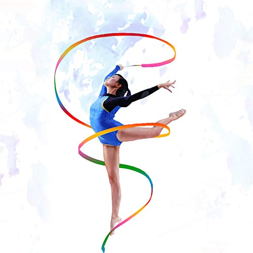 HUIANER Dance Ribbons Streamers Rhythmic Gymnastic Ribbon Wands Rods for Children Art Dances, Baton Twirling, 2 Pieces - Thumbnail 7