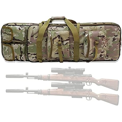 KLZUOPT Rifle Cases Double Long Rifle Case, Tactical Carbine Airsoft Shoulder Bags, Multiple Pockets Pistol Gun Bags, Soft Rifle Backpack For Storage & Transportation Cover