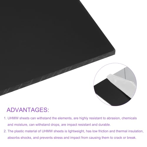Image of DMiotech 6 x 8 x 0.15 Inch Plastic UHMW Sheets, Ultra High Molecular Weight Polyethylene, Opaque Black Polyethylene Board for Automotive, Chemical, Manufacturing, DIY Home Kitchen