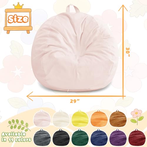 Image of Bean Bag Chairs for Kids - 2.5FT Round Memory Foam Furniture BeanBag Chair - Kids /Teens Bean Bag Sofa with Soft Micro Fiber Cover - Fluffy Couch for Playroom Living Room Bedroom, Pink