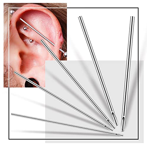 100 Pieces Body Piercing Hollow Needles With Stainless Steel Forceps Mixed Sizes 12G 14G 16G 18G 20G Ear Piercing Needles For Belly Ear Tongue Piercing Tools #TOP5