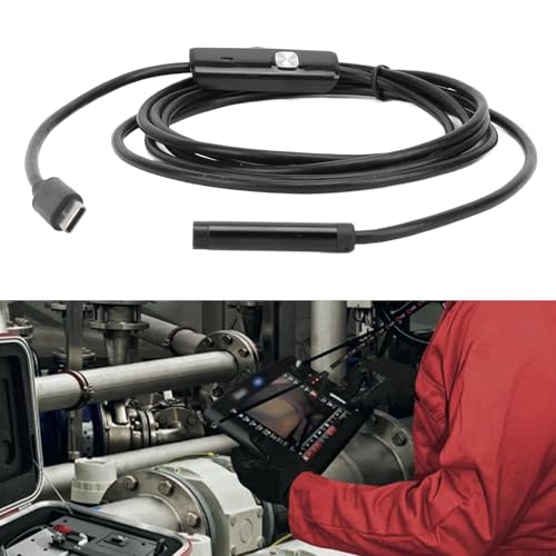 Industrielles Endoskop mit 7 Mm Durchmesser und 2 M Kabel, Inspektionskamera für Mechanische Interne Struktur-Rohrleitungsverstopfungen, Ausgestattet mit Typ-C-, USB- und